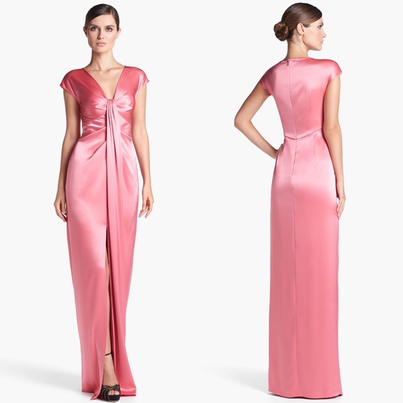 St. John Dresses & Skirts - St John | Liquid Satin V Neck Draped Cocktail Gown